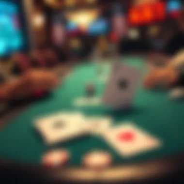 A poker table showing cards that appear to have unusual markings, symbolizing possible rigging allegations at Americas Cardroom.