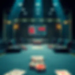 A poker table set with cards and chips, showcasing a classic 7 Card Stud game atmosphere from 2004.