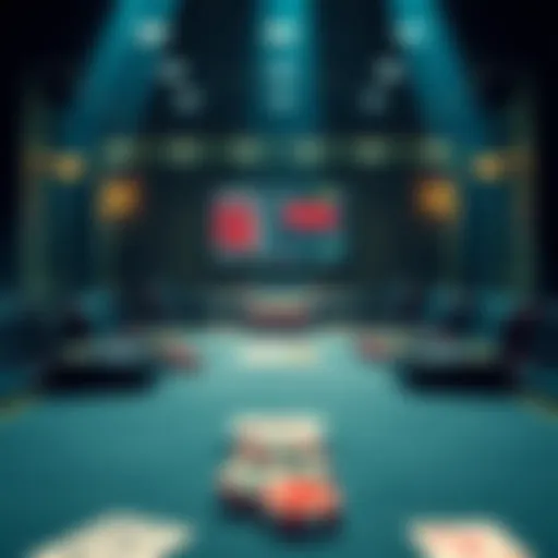 A poker table set with cards and chips, showcasing a classic 7 Card Stud game atmosphere from 2004.