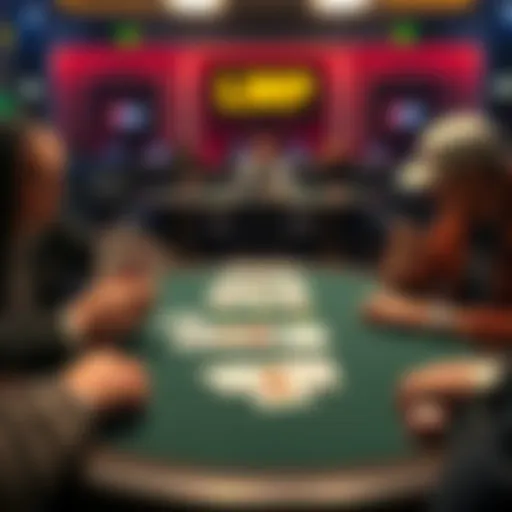 Three players at a poker table with their cards revealing quads and straight flushes, showcasing the intense moment of a $3000 bad beat in Pot-Limit Omaha.