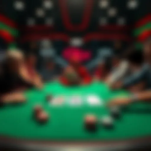 Poker Table with $6 Button Straddle A poker table showing players in a $1/$3 game, highlighting the $6 button straddle option in play.