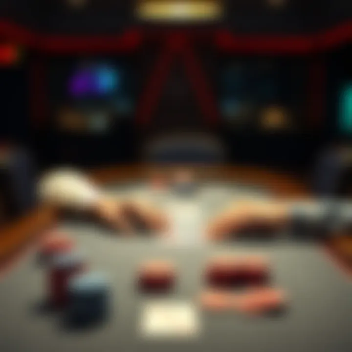 A person studying post-flop poker strategies at a table with cards and chips