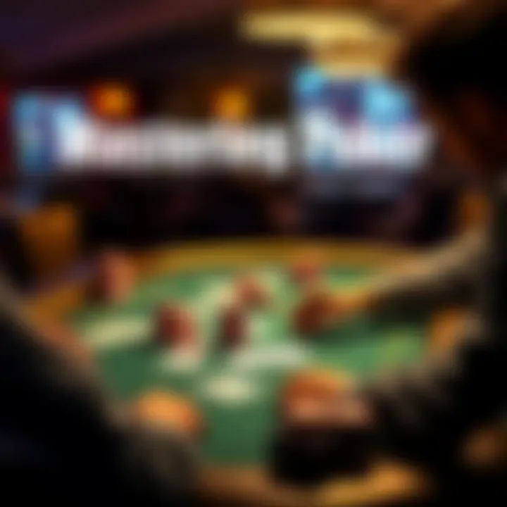 Poker Table Strategy A person studying poker cards at a table, focused on improving their game strategy
