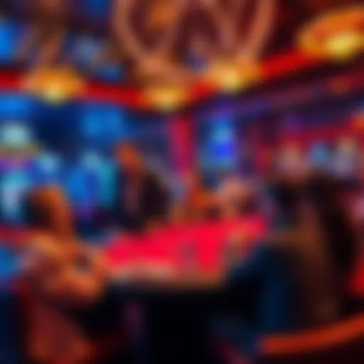 A lively 1/3 poker table in a Las Vegas casino with players enjoying the game and celebrating New Year's Eve.