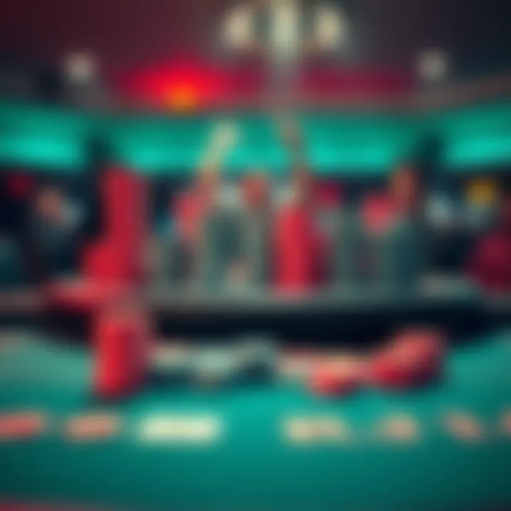 A poker table showing a player with stacks of chips celebrating a big win after a small investment.