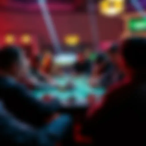 A group of new poker players gathered around a table, focusing on their cards and chips during a tournament.