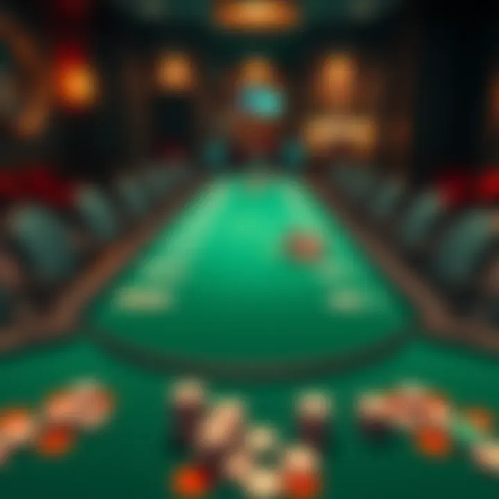 Poker tournament table setup A setup for a private poker tournament with green felt tables and poker chips