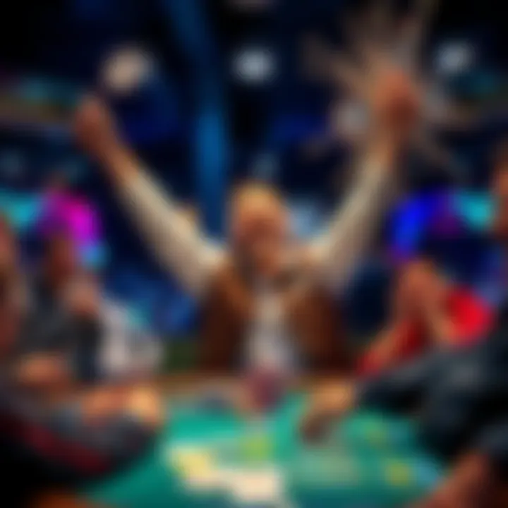 A poker player celebrates winning a PKO tournament after eliminating all opponents at the final table.