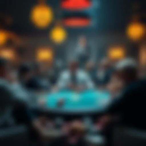 A serious poker player studying strategy at a table, surrounded by cards and chips