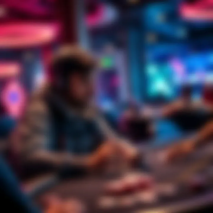 A poker vlogger filming a game session with a camera and cards on the table