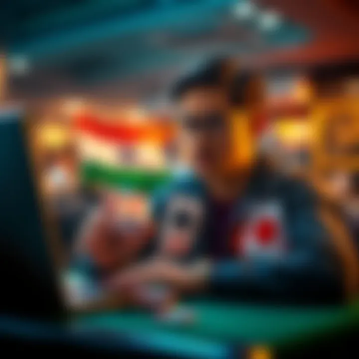 Person in India asking for help to withdraw poker winnings, while showing a poker chip and a laptop with US, Canada, and Japan flags