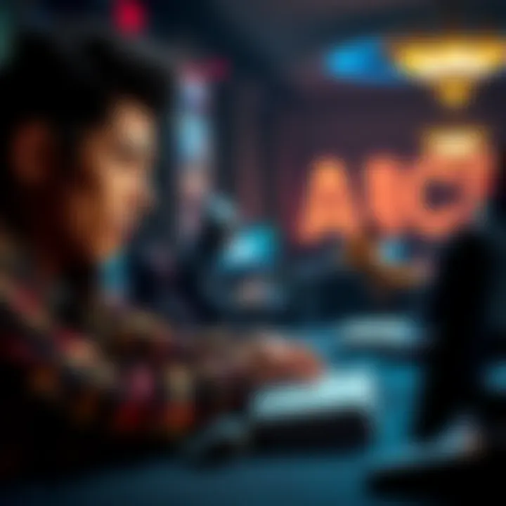 PokerNow gameplay A person playing poker on a computer, with a focused expression and poker chips near them