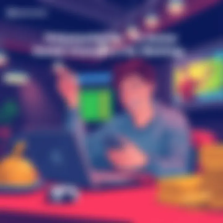 Illustration showing a person happily placing a bet on Polymarket with a laptop, highlighting the No Parlay approach.