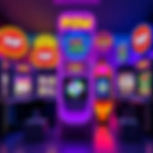 A colorful array of Pop Slots machines displaying various themes and designs, highlighting the excitement of earning loyalty points.