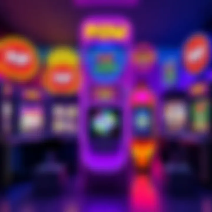 A colorful array of Pop Slots machines displaying various themes and designs, highlighting the excitement of earning loyalty points.