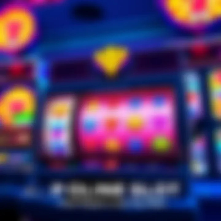 A vibrant online slot machine with colorful symbols and spinning reels, showcasing exciting gameplay.
