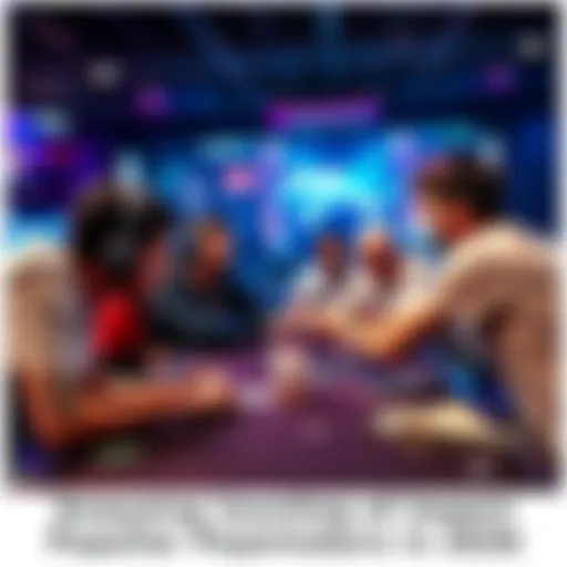 Popular Pokertubers in Action A group of popular Pokertubers engaged in a lively poker game with viewers online, showcasing their strategies and audience interaction.