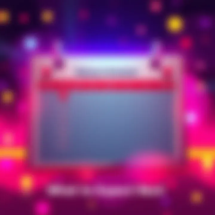 Upcoming Posty Release Schedule A calendar with marked dates indicating future posty update releases, with a vibrant and energetic design