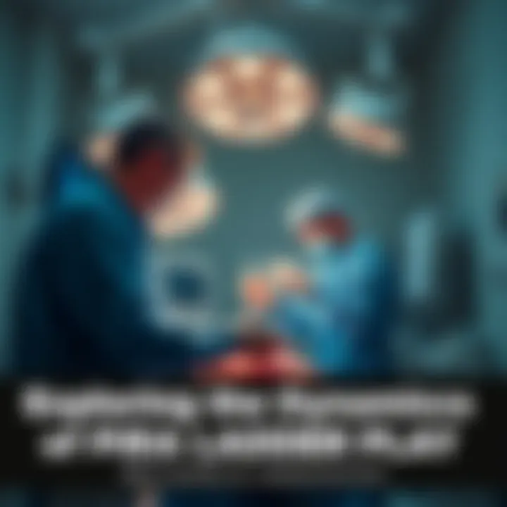 A medical professional demonstrating the mechanics of PRA Surgical Ladder Play in a clinical setting with equipment and charts around them.