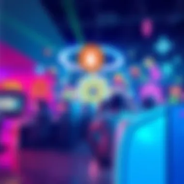 Illustration showing innovative online gaming features with players enjoying a vibrant gaming environment