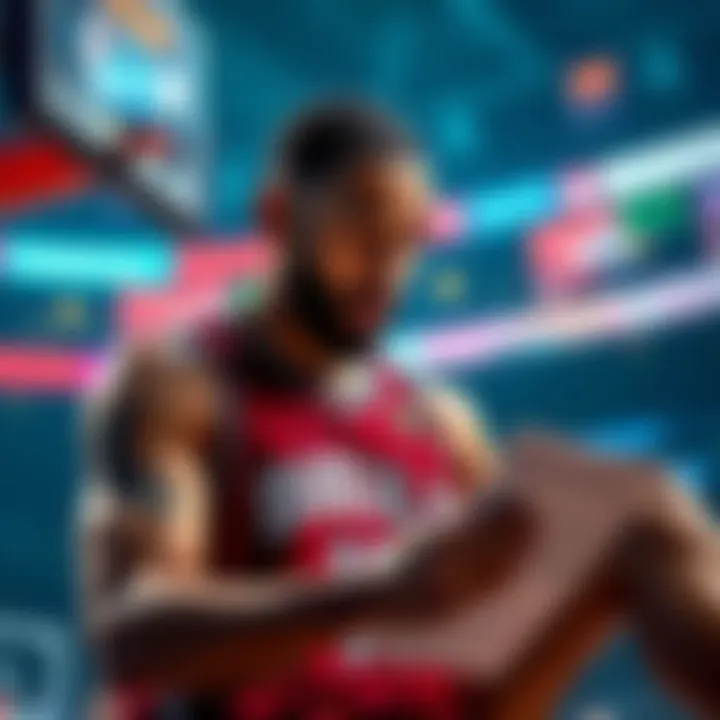 PrizePicks NBA Cheat Sheet An NBA player reviewing statistics and strategies on a game day for PrizePicks.