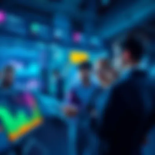 A group of people analyzing performance metrics on a digital dashboard, focusing on strategies for sports and business success.