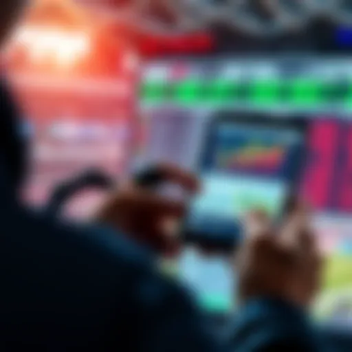 A person analyzing sports statistics and making a prop bet on a mobile device, with charts and graphs displayed