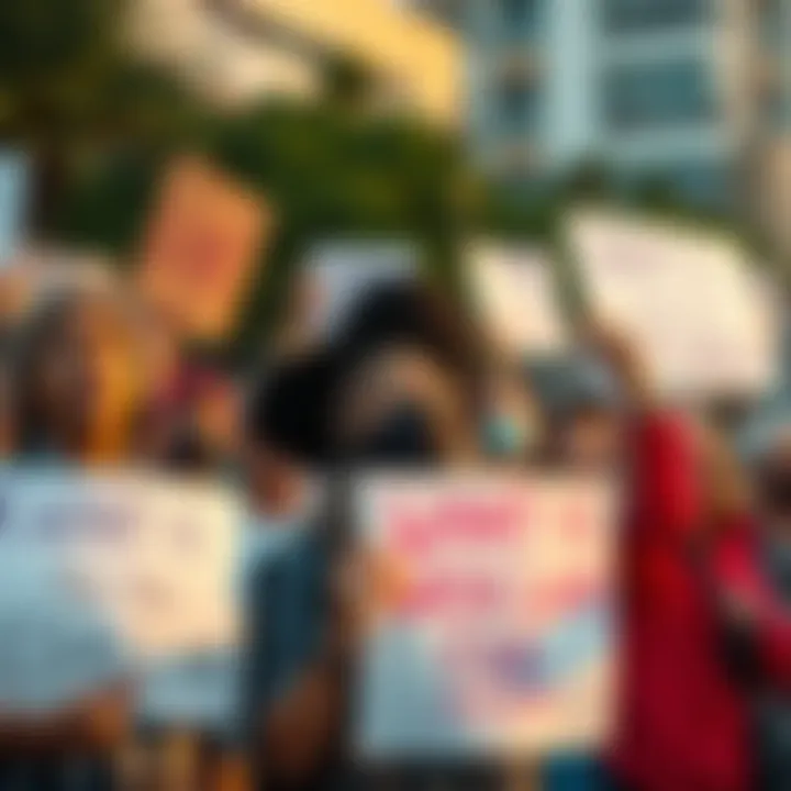 Protesters Rally Against Policy Changes People holding signs at a protest rallying against recent policy changes that affect communities, displaying anger and frustration.