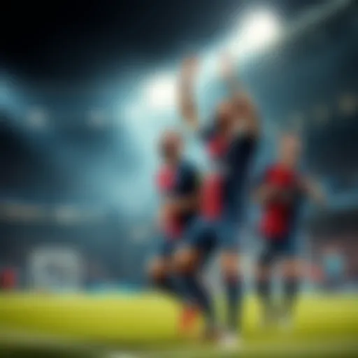 PSG players celebrating a goal during the Champions League final, showing excitement and teamwork