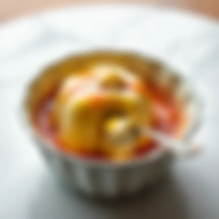 A creamy pudding served in a dish, illustrating the phrase 'proof in the pudding' with a focus on the dessert's texture and appearance.