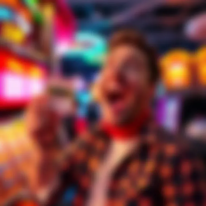 Excited player winning at pull tabs A person celebrating after winning money from a $5 pull tab ticket, holding the winning ticket with joyful expression