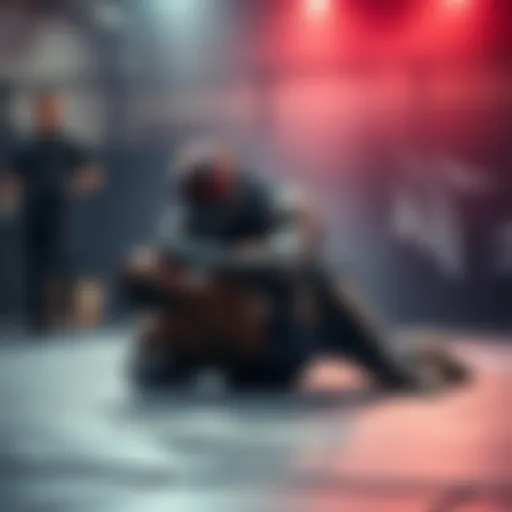 Pyfer practicing grappling techniques on a training mat, showcasing his skills