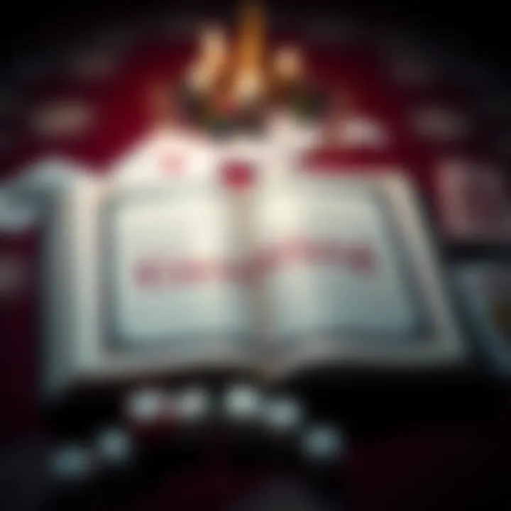 Quran and Gambling An open Quran with the word gambling marked, surrounded by dice and playing cards