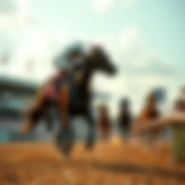 A racehorse crossing the finish line in second place during a race, with jockey on its back and crowd cheering.