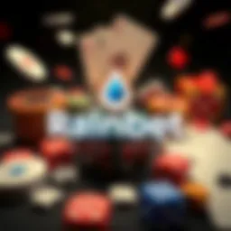 A graphic showcasing the Rainbet logo with a background of gaming elements like dice and cards, symbolizing a crypto casino experience without KYC.