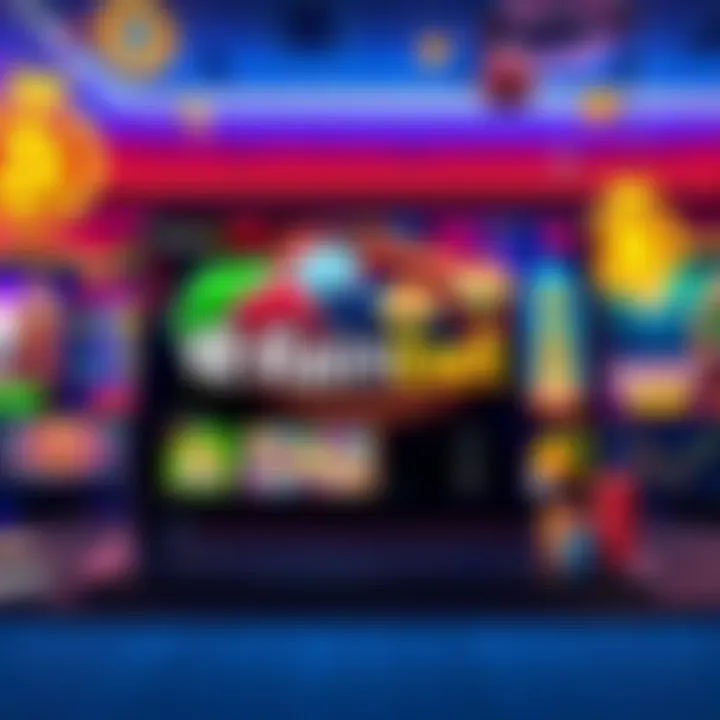 Colorful online casino interface showcasing games and bonuses with crypto symbols