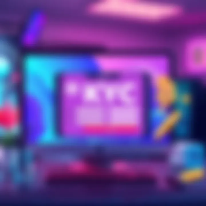 Illustration showing a computer screen with a KYC form and crypto symbols, representing the Rainbet withdrawal process