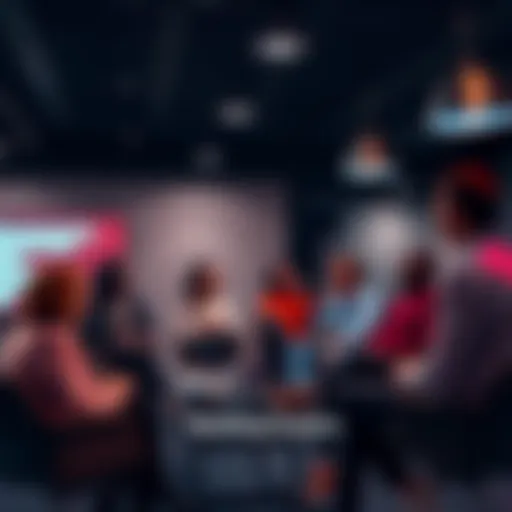 A group of diverse people sharing ideas about improving the ranking system in a meeting room.