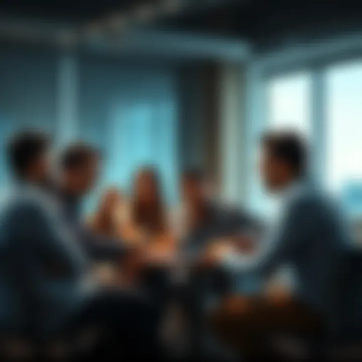 Rational Discussion A group of people engaged in a serious discussion about decision-making and accountability, with one person named Joel taking notes.