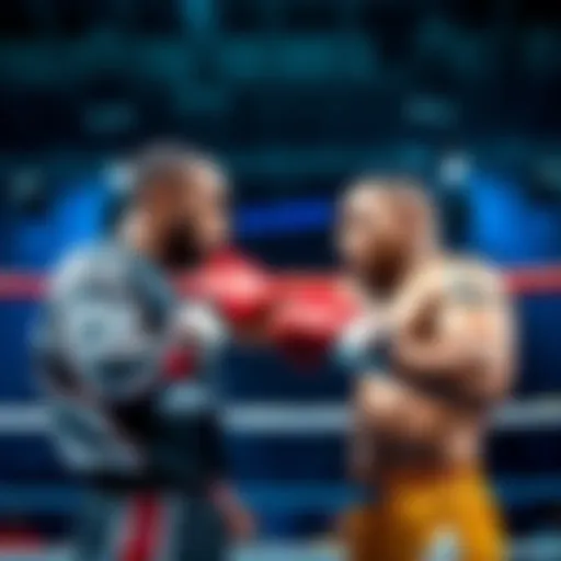 Ray J and Orlando Brown Boxing Match Ray J and Orlando Brown in a boxing ring preparing to fight
