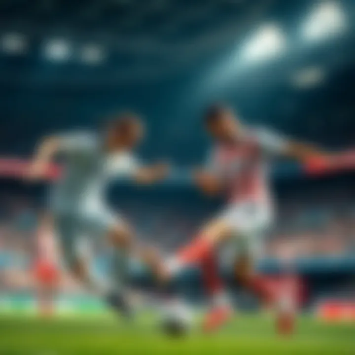 Players from Real Madrid and Atletico Madrid compete for the ball at the Bernabeu during the Madrid derby