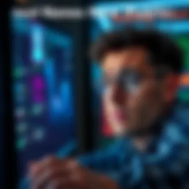 A person looking worried while browsing online, with visible names and personal information on a screen