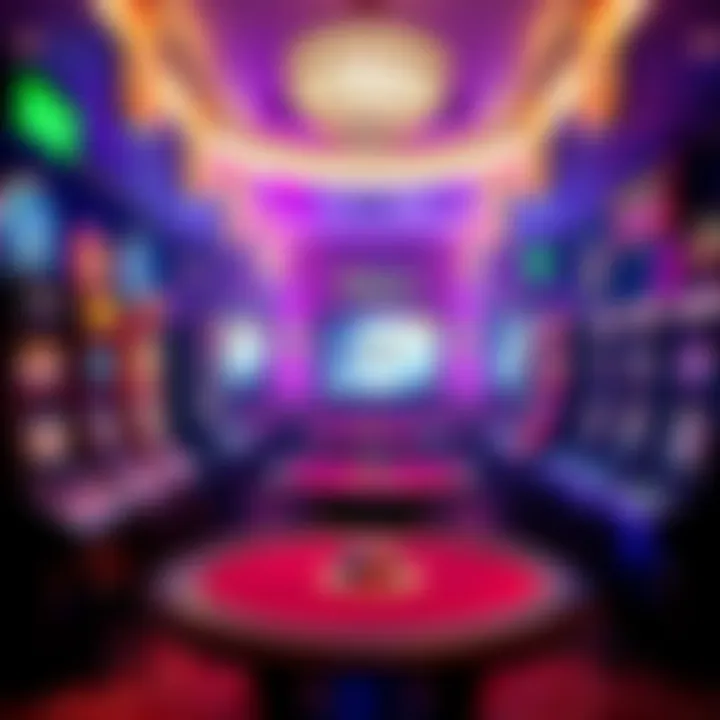 A colorful display of various casino games with slot machines and card tables, showcasing the excitement of Realprize's gaming experience.