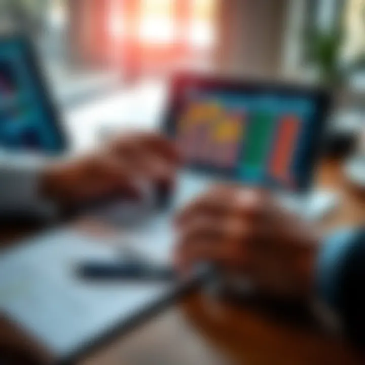 Person analyzing betting odds on a laptop with a notepad and pen beside them, showing calculations and notes.