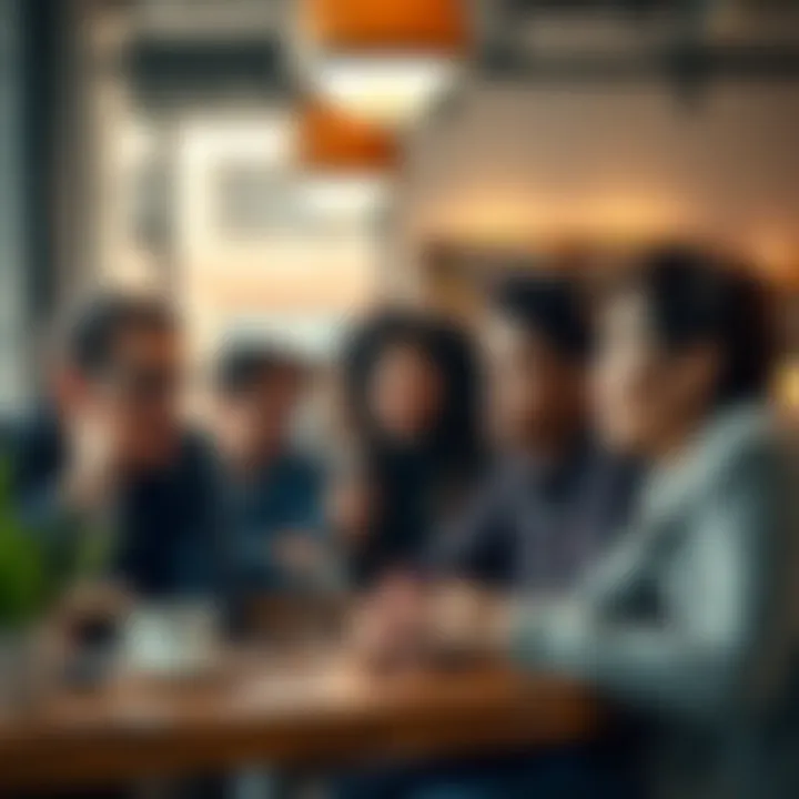 Recent Events Updates A group of people discussing news at a coffee shop, showing surprise and interest, highlighting current events.