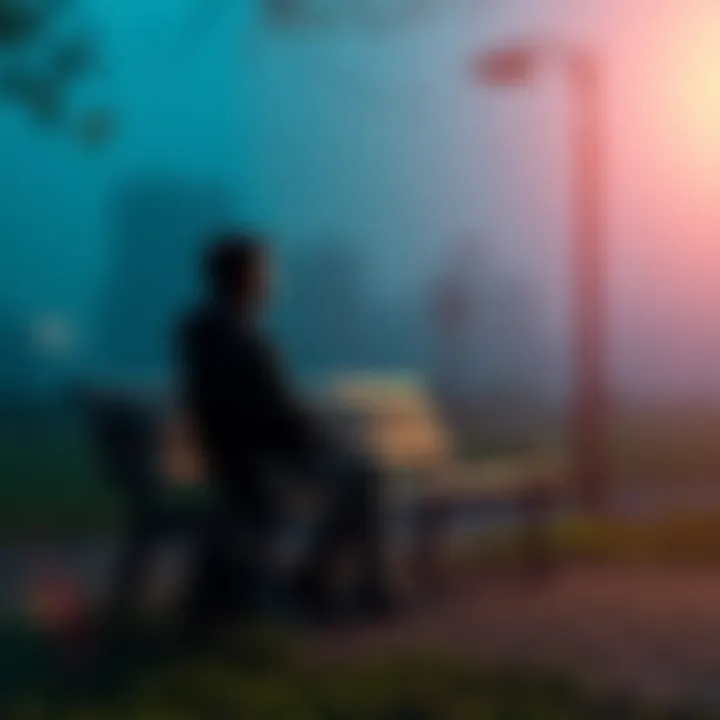 A person sitting alone on a park bench, lost in thought, looking at the ground with a sense of regret, symbolizing reflection on past decisions.