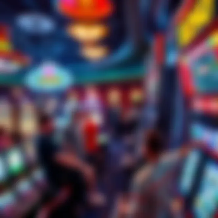 Reno Casino Scene A lively casino in Reno with players at gaming tables and bright slot machines