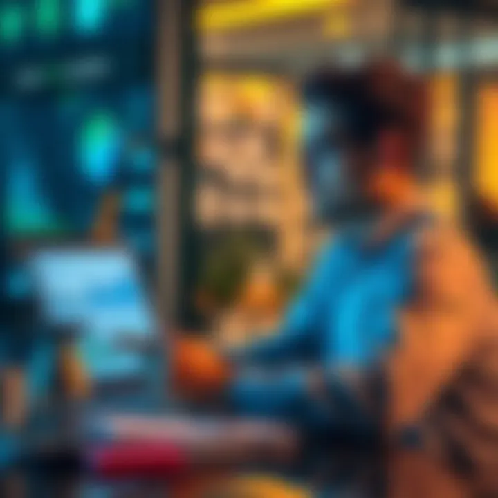 A person reviewing charts and data on a laptop, looking thoughtful while taking notes.