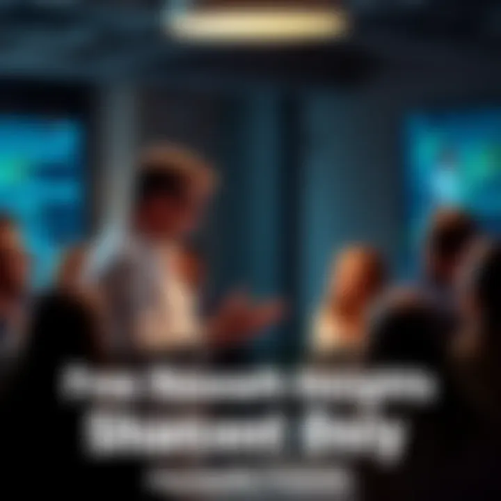 A researcher presenting valuable insights to a group of engaged people, emphasizing the urgency of the opportunity.