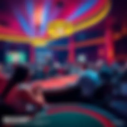 A vibrant scene of players engaged in poker at Resorts World Catskills Poker Room, highlighting the excitement and atmosphere.